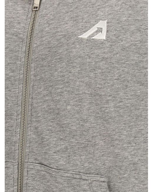 Autry Gray Logo Embroidery Hoodie Sweatshirt for men