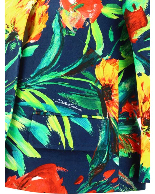 Dolce & Gabbana Green Bloom Print Brocade Jacket