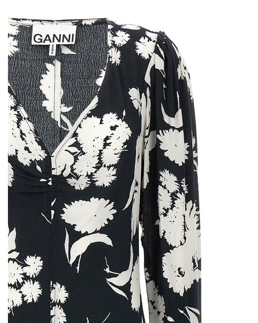 Floral Dress Abiti Bianco/Nero di Ganni in Black