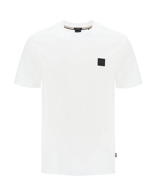 Boss White T Shirt Regular Fit Con Patch for men