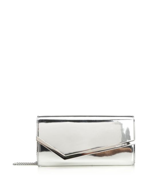 Jimmy Choo Gray Synthetic Leather Emmie Clutch