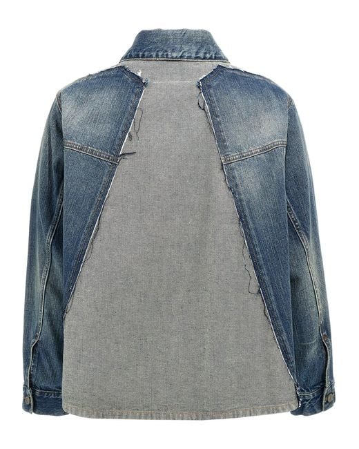 MM6 by Maison Margiela Blue Layered Denim Jacket Puffer Jackets