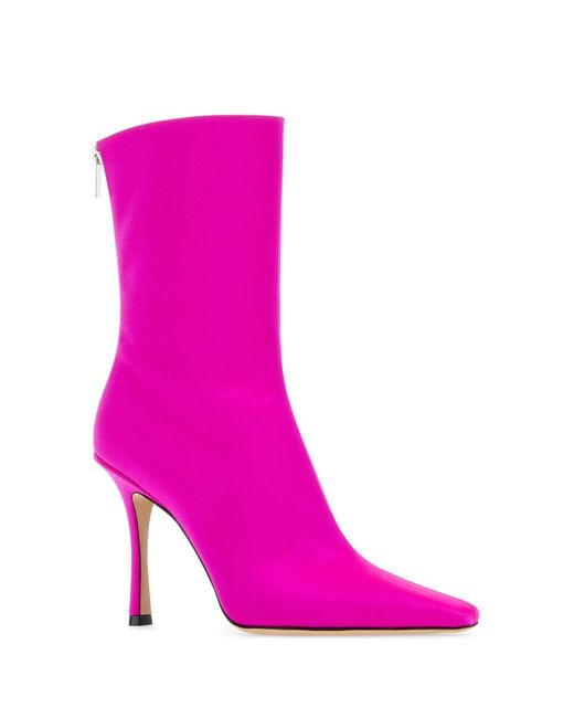 Jimmy Choo Pink Fuchsia Satin Ankle Boots
