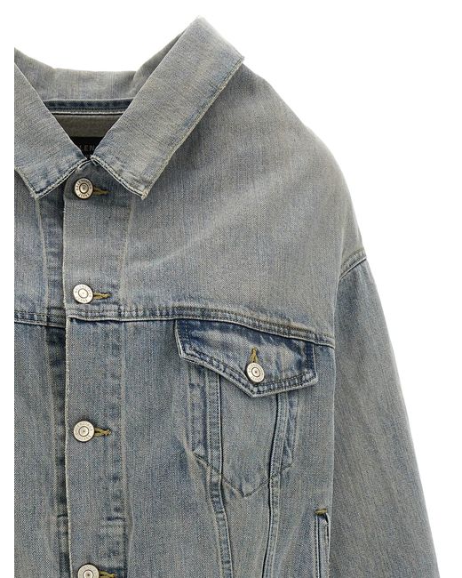 Off-Shoulder Denim Jacket Giacche Blu di Balenciaga in Gray