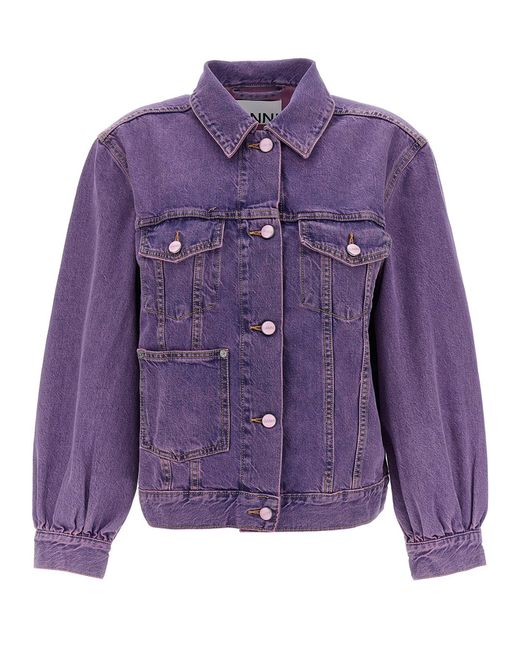 Ganni Purple Bleached Denim Jacket