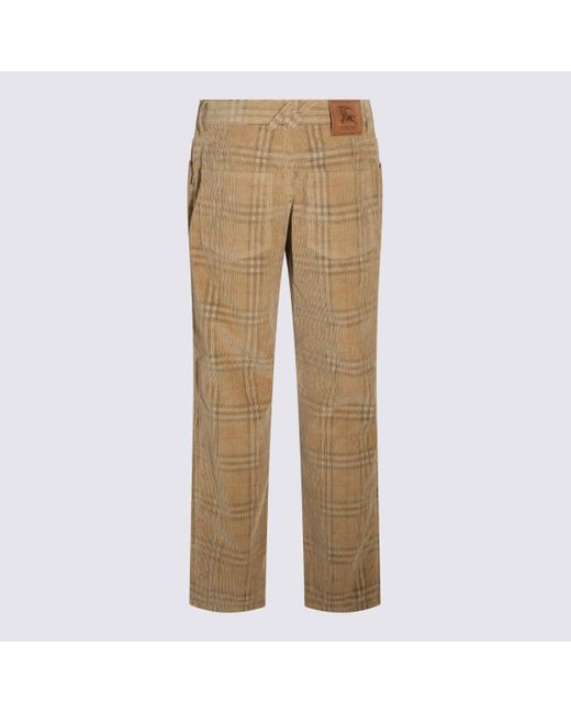 Trousers Sand Ip Check-Uomo di Burberry in Natural da Uomo