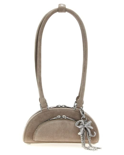 Self-Portrait White 'Suede Mini With Charm' Shoulder Bag