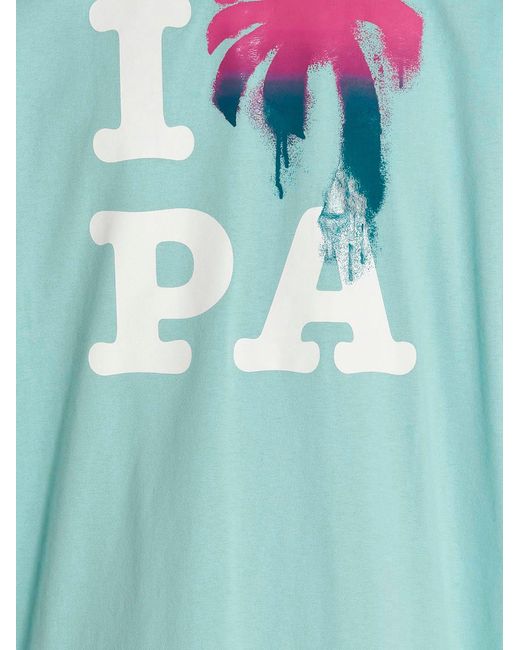 Palm Angels Blue T-shirt 'i Love Pa'