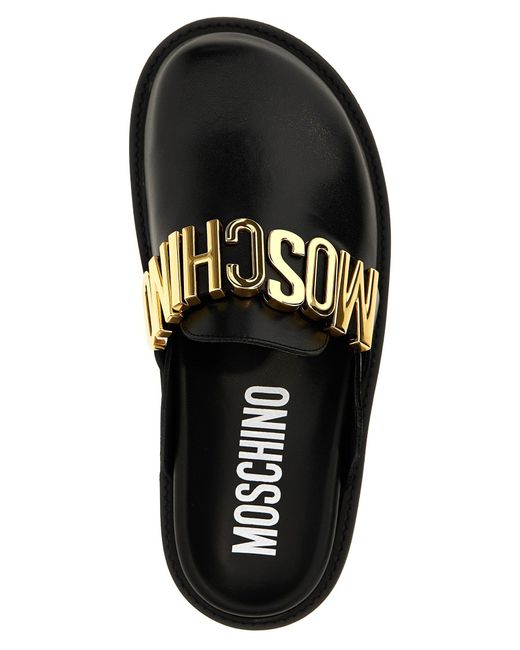 Logo Sabots Flat Shoes Nero di Moschino in Black da Uomo