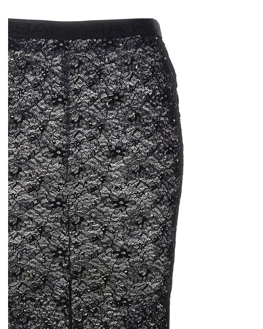 Rhinestone Lace Midi Skirt Gonne Nero di Alessandra Rich in Gray