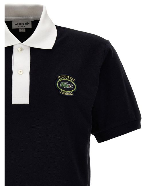 Logo Embroidery Shirt Polo Blu di Lacoste in Black da Uomo