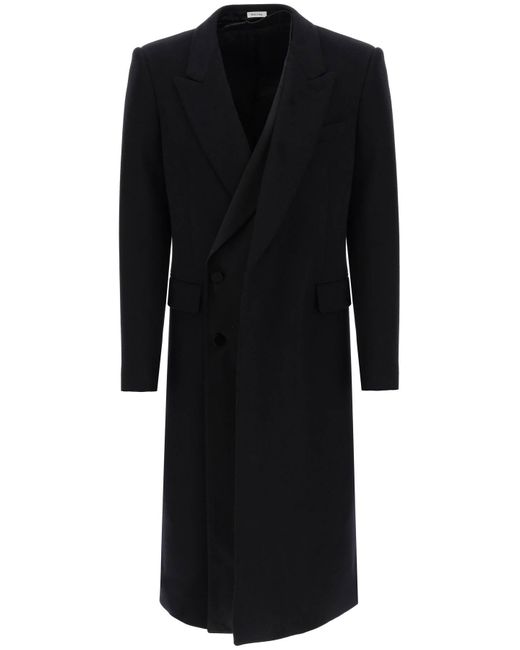 Alexander McQueen Black Trompe L'oeil Double-breasted Coat for men