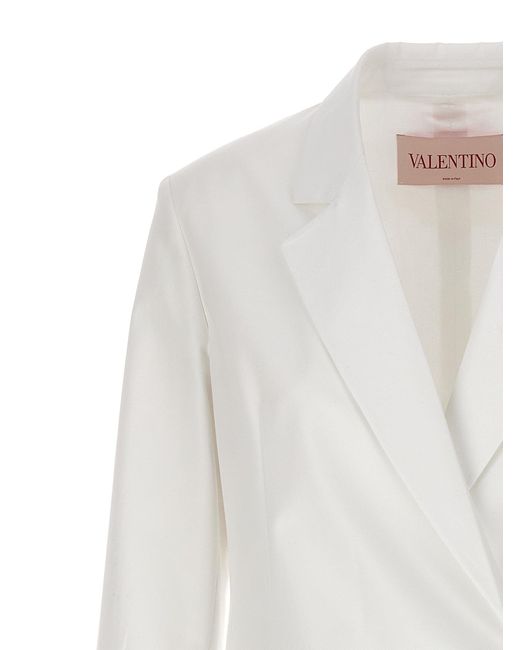 Valentino Garavani White Double-breasted Blazer Blazer And Suits