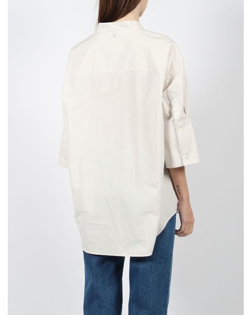 Mao collar oversize shirt di AMI in White