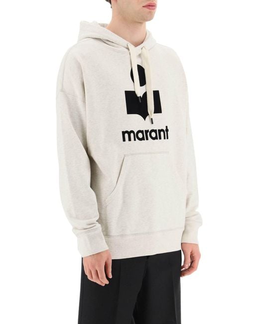 Isabel Marant White 'miley' Hoodie With Flocked Logo for men