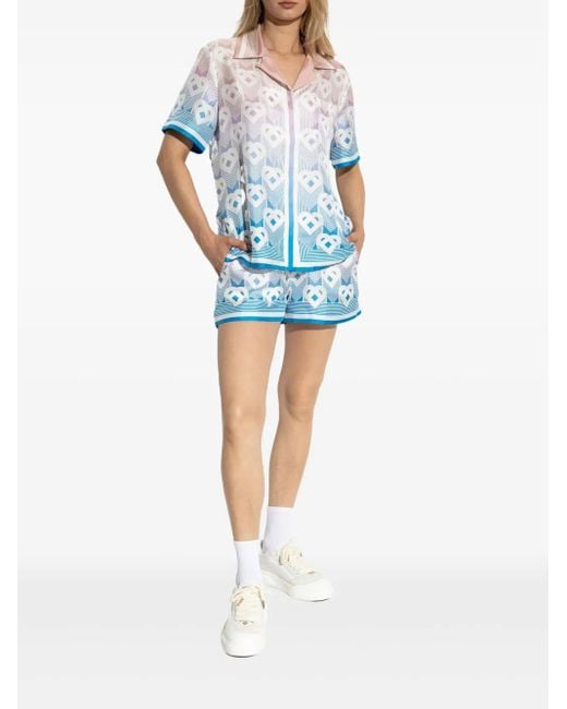 Casablanca Blue Monogram Print Shorts