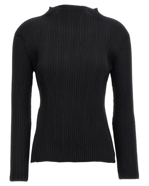 Hatching Pleats Top Nero-Donna di Issey Miyake in Black
