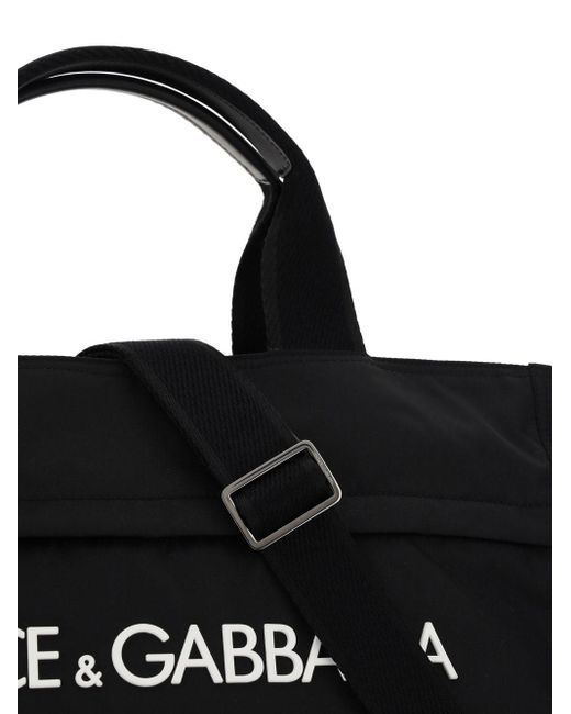Shopping grande in nylon con logo gommato di Dolce & Gabbana in Black da Uomo