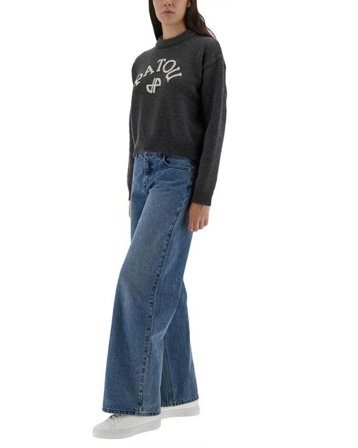 Patou Black Jersey With Logo And Monogram "Jp"