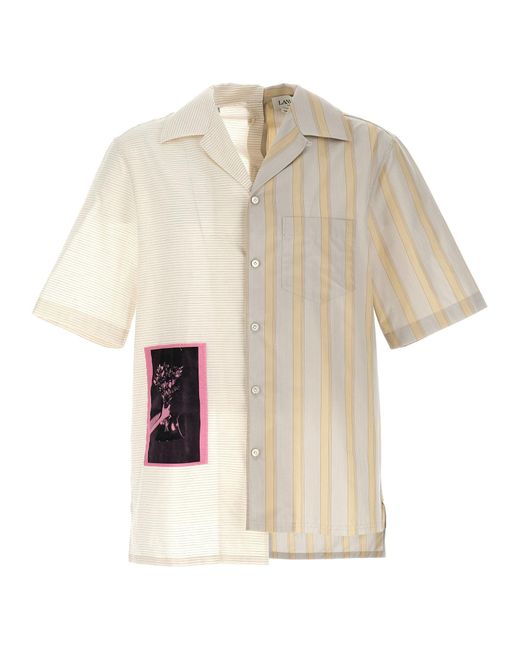 Lanvin Natural Artwork Asymetric Shirt, Blouse for men