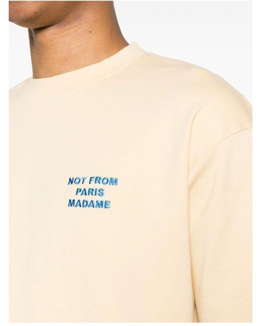 Le t-shirt slogan di Drole de Monsieur in Natural da Uomo