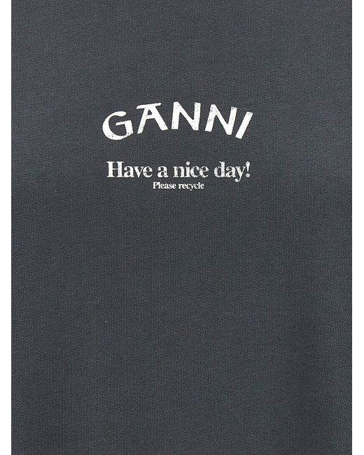Ganni Gray Have A Nice Day! Sweatshirt