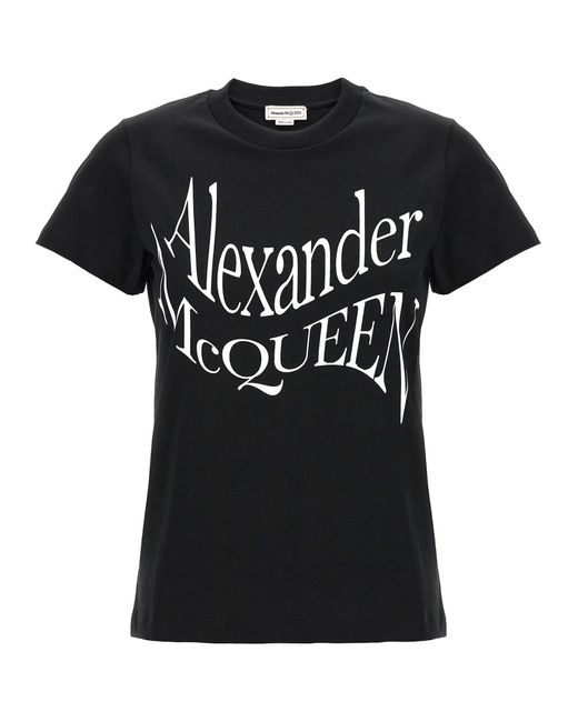 Cut And Sew T Shirt Bianco/Nero di Alexander McQueen in Black