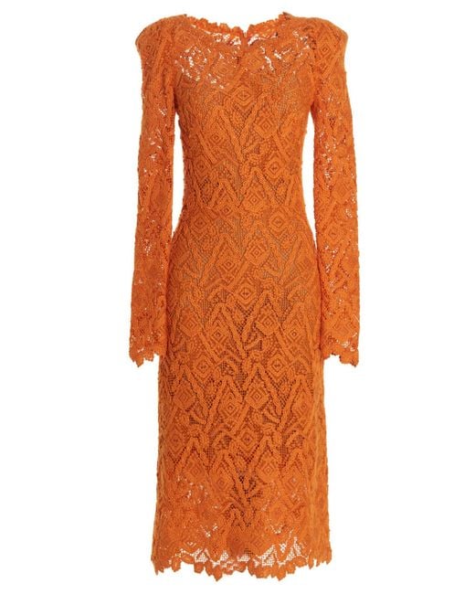 Ermanno Scervino Orange Macramé Lace Dress