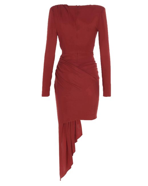 Draped Silk Dress Abiti Rosso di Alexandre Vauthier in Red
