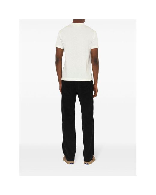 Burberry White Check-Patch Cotton T-Shirt for men
