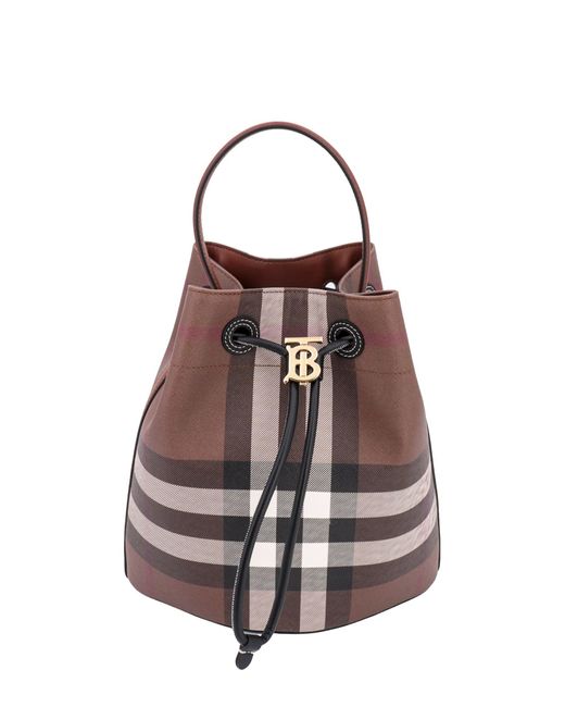 Burberry Multicolor Coated Canvas Shoulder Bag With Check Motif