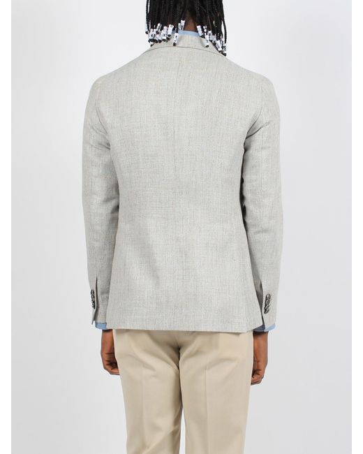 Tagliatore Gray Silk Linen Single Breasted Blazer for men