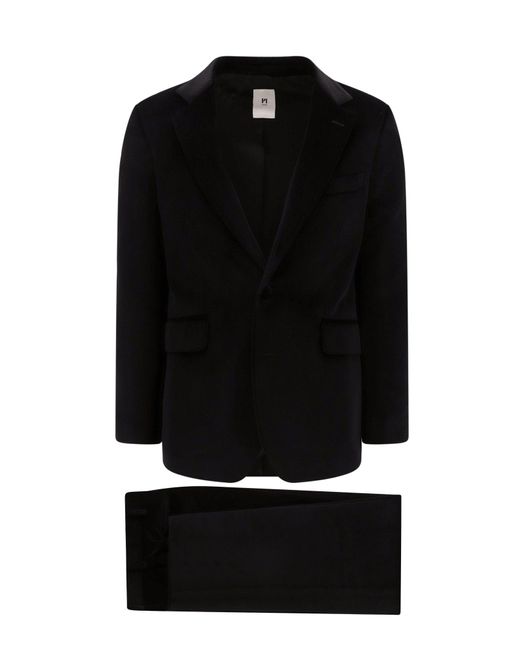 PT Torino Black Velvet Suit With Les Enfants Du Paradis Internal Tag for men