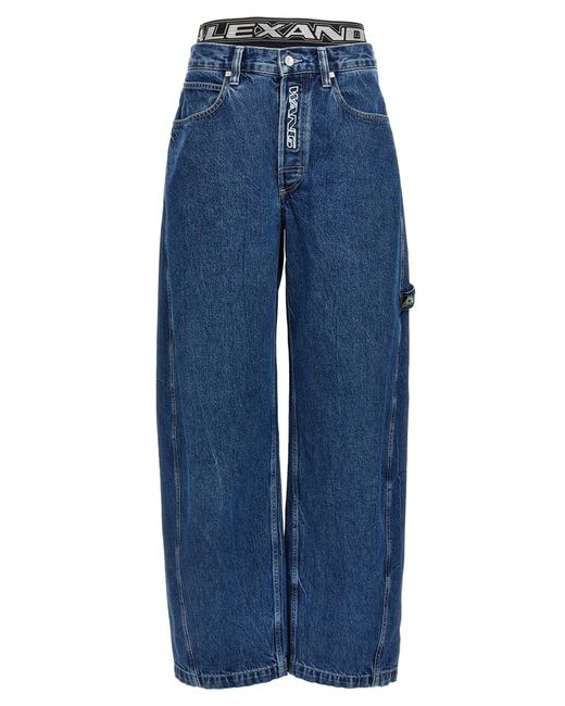 Alexander Wang Blue 'Logo Elastic Prestyle Rounded' Jeans