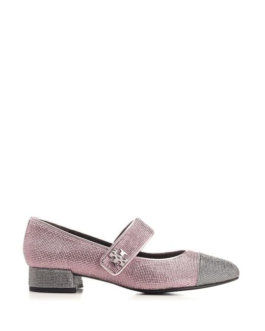 Tory Burch Pink Embellished Mary Jane Pumps