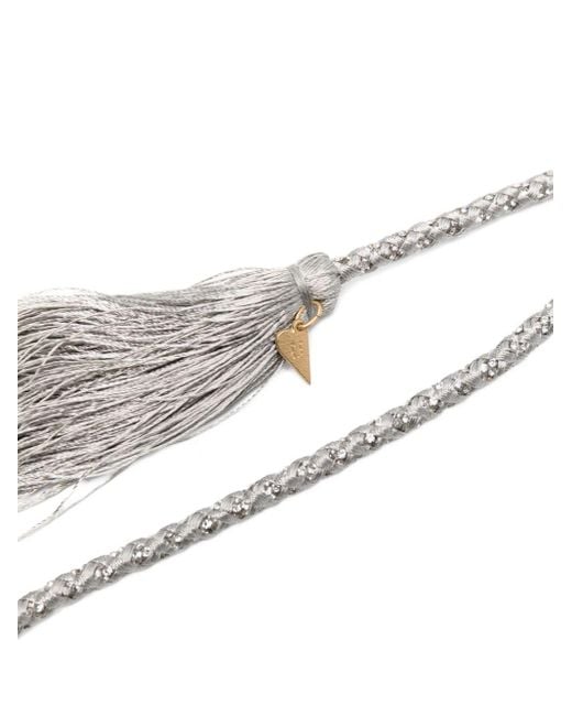 Forte Forte White Crystal And Tassels Belt