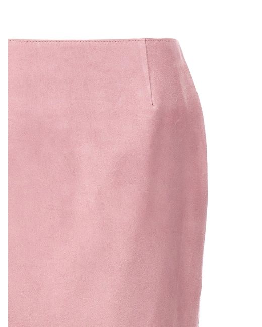 Long Suede Skirt Gonne Rosa di Marni in Pink
