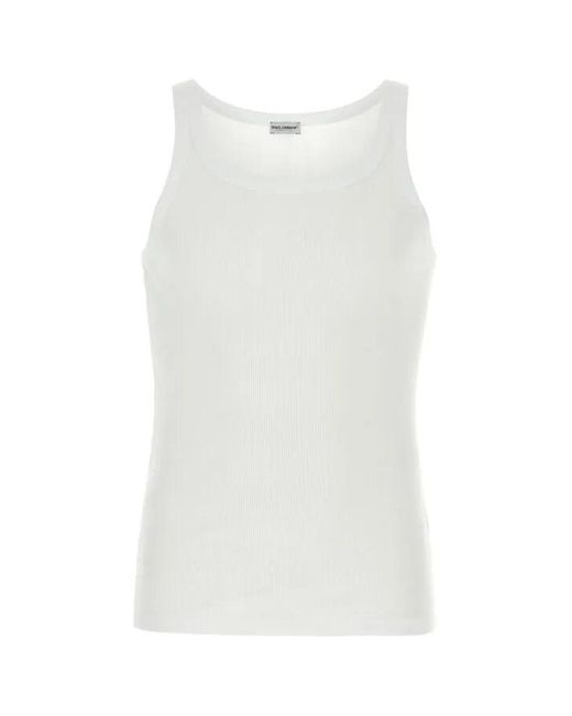 Dolce & Gabbana White Cotton Marcello Tank Top for men