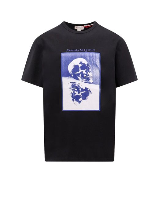 Alexander McQueen Black Crew Neck Short Sleeve Regular Fit Cotton T-shirts for men