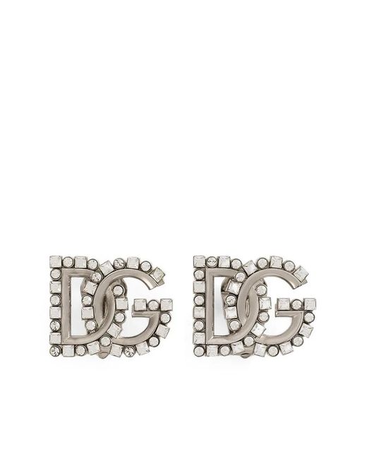 Dolce & Gabbana White Earrings With Dg Logo