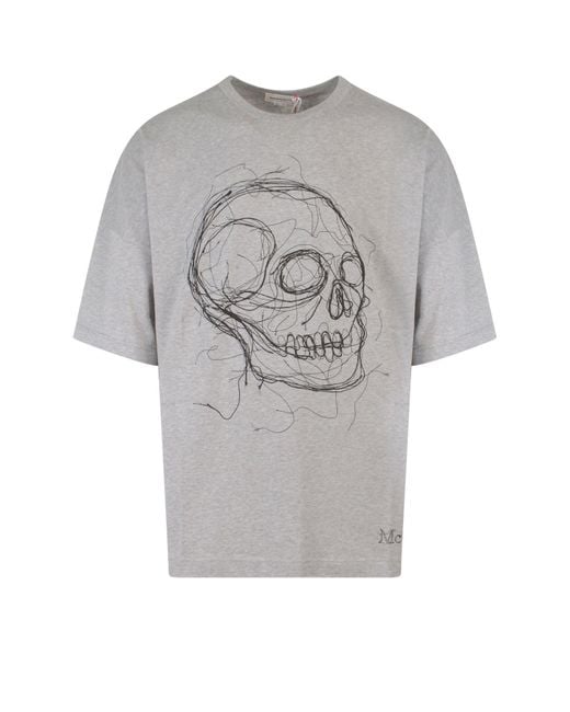 Alexander McQueen Gray Graffiti Organic Cotton T-Shirt for men