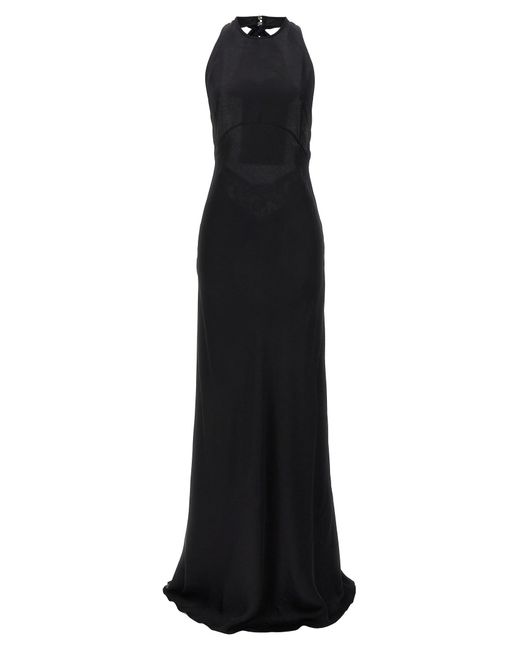 N°21 Black Lace Satin Long Dress Dresses