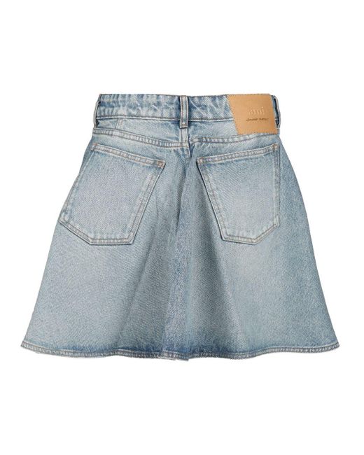 ★AMI PARIS★Blue Cotton Flare Mini Skirt★大人気★ AMI Paris BLUE COTTON FLARE MINI SKIRT | REVERSIBLE