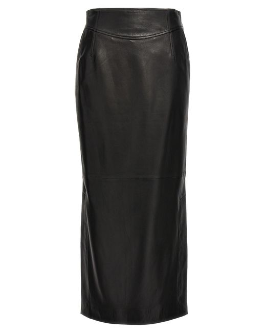 Nappa Midi Skirt Gonne Nero di Alberta Ferretti in Black