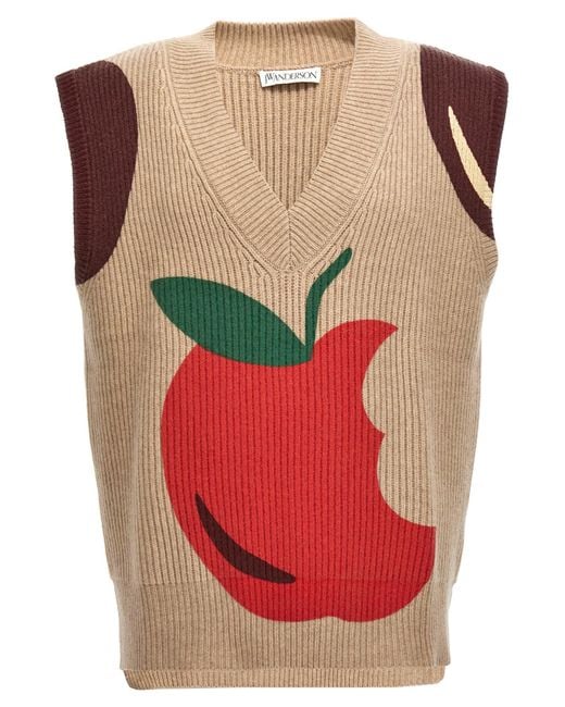 J.W. Anderson Red 'The Apple Collection' Waistcoat for men