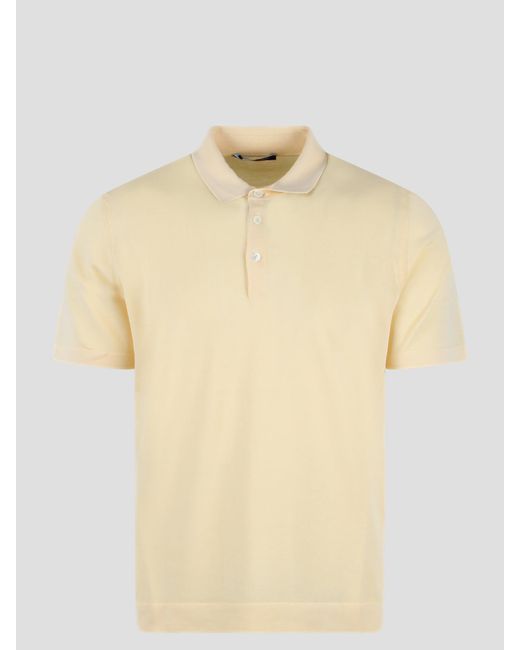 Drumohr Natural Cotton Knit Polo Shirt for men