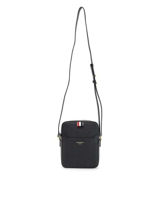 Thom Browne Black Pebble Grain Leather Vertical Camera Bag for men