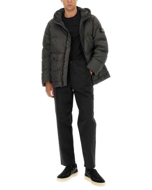 Stone Island Gray Down Jacket "crinckle Reps Ny" for men