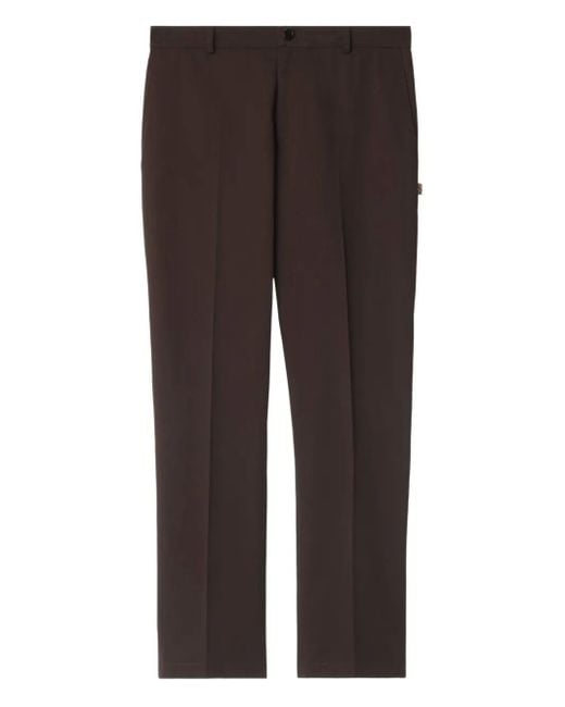 Burberry Brown Slim Fit Cotton Chino Trousers for men