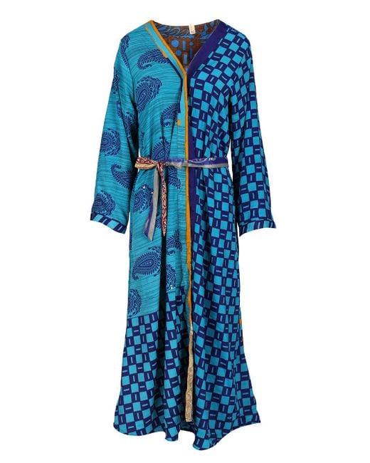 Picus Viridis Blue Silk Kimono Jackets